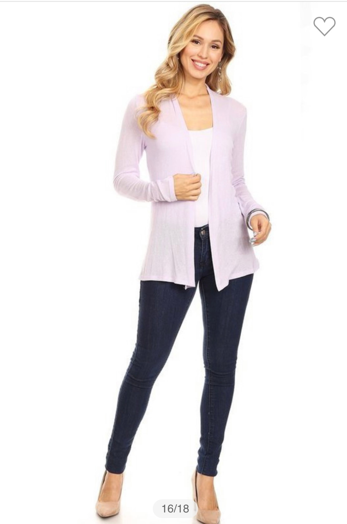 Lightweight Open Front Cardigan - Lilac ...